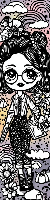 Free teacher bookmark featuring a lady teacher with round glasses